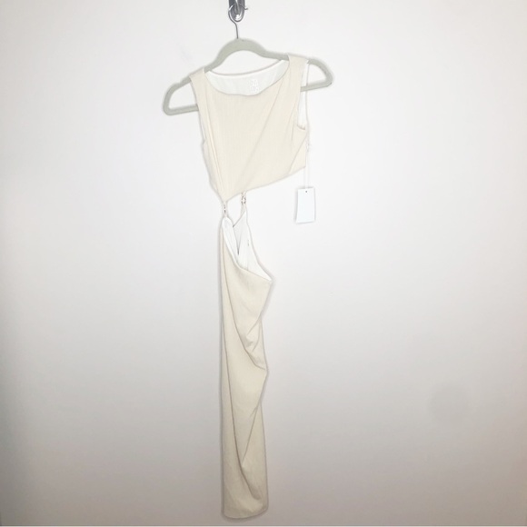 Revolve Not Yours To Keep Penelope Midi Cut Out O-Ring Dress in Cream Size XS - Picture 2 of 5